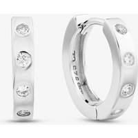 Sterling Silver Rhodium Plated 8 Stone Cubic Zirconia Hoop Creole Earrings 8.58.0001