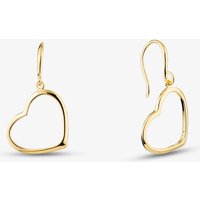 Yellow Gold Plated Sterling Silver Open Heart Drop Earrings AE23747/G