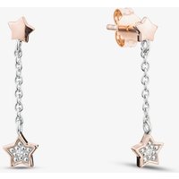 Rose Gold Tone Plated Sterling Silver Cubic Zirconia Stars Drop Stud Earrings 05S2AZE450208