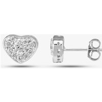 T.H.Baker Women's Sterling Silver Pavé Heart Stud Earrings P8171E 3A