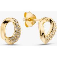Yellow Gold Tone Plated Sterling Silver Cubic Zirconia Twist Oval Stud Earrings 041-73095/GP