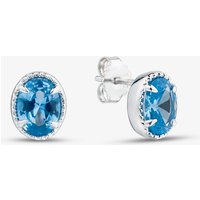 Sterling Silver Oval Cut Blue Cubic Zirconia Stud Earrings AE21564BSY/R