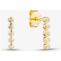 Yellow Gold Tone Plated Sterling Silver Bezel Set Cubic Zirconia Drop Stud Earrings AE11092Z/G