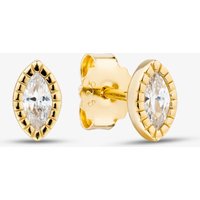 Yellow Gold Tone Plated Sterling Silver Marquise Cut Cubic Zirconia Stud Earrings AE19439Z/G