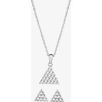 Silver Pavé Triangular Pendant and Earring Set SET11985