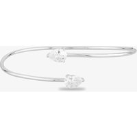 Starbright Silver Pear-Cut Cubic Zirconia Open Bangle BA699 3A