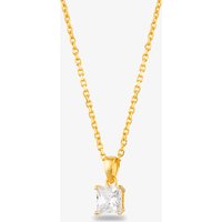 Starbright Women's Gold 6mm Four Claw Square CZ Pendant E304P-6x6M 3A GP | Size: 18 inches