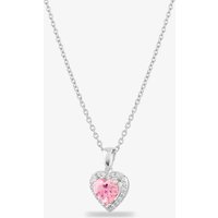 Starbright Sterling Silver Heart Shaped Cubic Zirconia Halo Pendant Necklace THB-03P PK