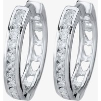 Starbright Silver Large Cubic Zirconia Cut-Out Heart Huggie Earrings E3042(2M) 3A