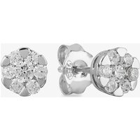 Starbright Women's Silver Small Cubic Zirconia Floral Stud Earrings E4103(3A)