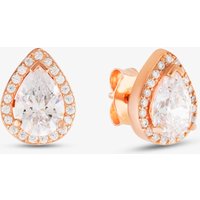 Starbright Rose Pear-Cut Cubic Zirconia Halo Stud Earrings THB-01E (3A) RGP
