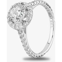 Starbright Silver Round Cubic Zirconia Halo Shouldered Ring R3578 3A (58)