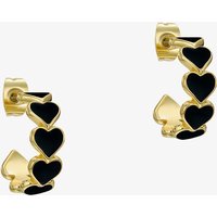 Ted Baker Women's HANNAH Gold Tone Plated Black Enamel Heart Hoop Earrings TBJ4207-02-05