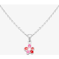 Fleur Kids Sterling Silver Pink And Red Enamel Flower Pendant Necklace AZP212804