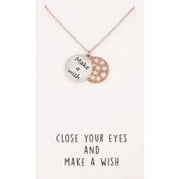 T.H.Baker Women's Sentiments Close Your Eyes & Make A Wish Two-Tone Pendant 18517 in Silver | Size: 16-18inch