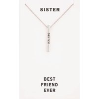 T.H.Baker Women's Sentiments Sister Bar Pendant 18503 in Silver | Size: 16-18inch