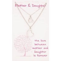 T.H.Baker Women's Sentiments Mother & Daughter Matching Heart Pendants 16527B in Silver | Size: 16-18inch