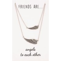 T.H.Baker Women's Sentiments Friends are... Matching Angel Wing Necklaces 29956 in Silver | Size: 16-18inch