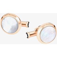 Montblanc Meisterstuck Round Rose Gold Tone Mother Of Pearl Cufflinks 116662