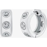 Michael Kors Silver Tone Plated Logo Huggie Hoop Earrings MKJ8655040