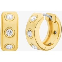 Michael Kors Yellow Gold Tone Plated Cubic Zirconia Pave Logo Huggie Hoop Earrings MKJ8652710