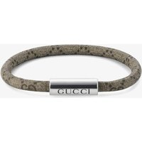 Gucci Trademark Silver & Grey Leather Bracelet YBA797156001017