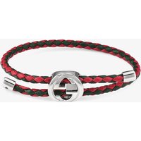 Gucci Web Silver & Braided Red & Green Leather Bracelet YBA87434300100U