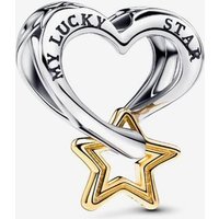 PANDORA Silver 14ct Gold Plated Lucky Star Heart Charm 763513C00