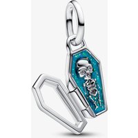 PANDORA Sterling Silver Glow In The Dark Coffin Skeleton Dangle Charm 794058C01