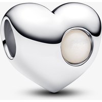 PANDORA Sterling Silver Synthetic Pearl June Birthstone Heart Charm 794161C06