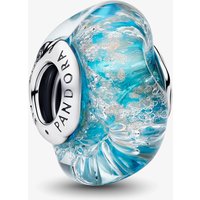 PANDORA Silver & Turquoise Murano Glass Glitter Charm 794701C01