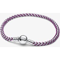 PANDORA Silver Purple Cord Box Chain Bracelet 593816C03-20
