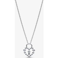 PANDORA Silver Sparkling Heart Padlock Pendant Necklace 394416C01-50