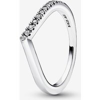 PANDORA Silver Timeless Half Sparkling Wishbone Ring 192394C01-60