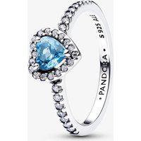 PANDORA Silver Elevated Light Blue Heart Ring 198421C10-60