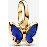 PANDORA 14ct Gold Plated Blue Butterfly Dangle Charm 763825C01