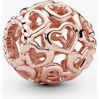 PANDORA 14ct Rose Gold Plated Openwork Hearts Charm 780964