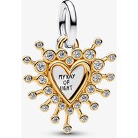 PANDORA 14ct Gold Plated Radiant Heart Double Dangle Charm 764141C01