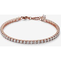 PANDORA 14ct Rose Gold Plated Cubic Zirconia Tennis Bracelet 581469C01-18