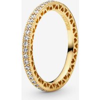 PANDORA 14ct Gold Plated Sparkle Hearts Ring 168655C01-60