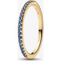 PANDORA 14ct Gold-Plated Sparkling Blue Cubic Zirconia Half Eternity Ring 162999C02-50