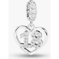 Rosa Lea Women's 18 Pave Heart Dangle Charm AM-2THB004504 in Silver