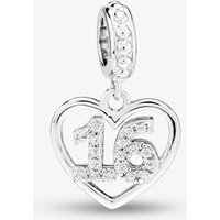 Rosa Lea Women's 16 Pave Heart Dangle Charm AM-2THB004704 in Silver