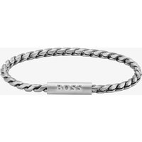 BOSS Mens Doran Silver Logo Clasp Bracelet 1580695