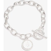 Lauren Ralph Lauren Silver Logo Shield Charm T-Bar Bracelet 14B00203