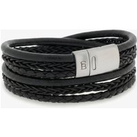 Steel & Barnett Bonacci Black Leather Layered Multi Strand Bracelet LBB/001 M