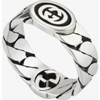Gucci Interlocking Sterling Silver & Black Enamel Ring YBC678656001019