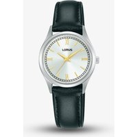 Lorus Ladies Classic White Dial Black Leather Strap Watch RG215YX9