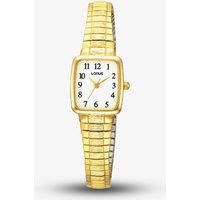 Lorus Women's White Dial Gold Tone Stainless Steel Expander Watch