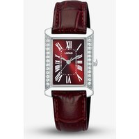 Lorus Ladies Rectangular Red Dial Leather Strap Watch RG239YX9